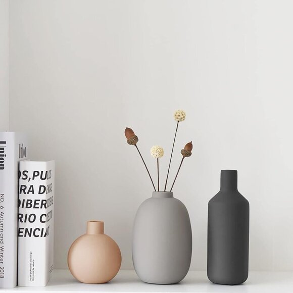 Versatile 3-Piece Ceramic Vases Set in Modern Farmhouse Style for Every Room - Picture 5 of 5